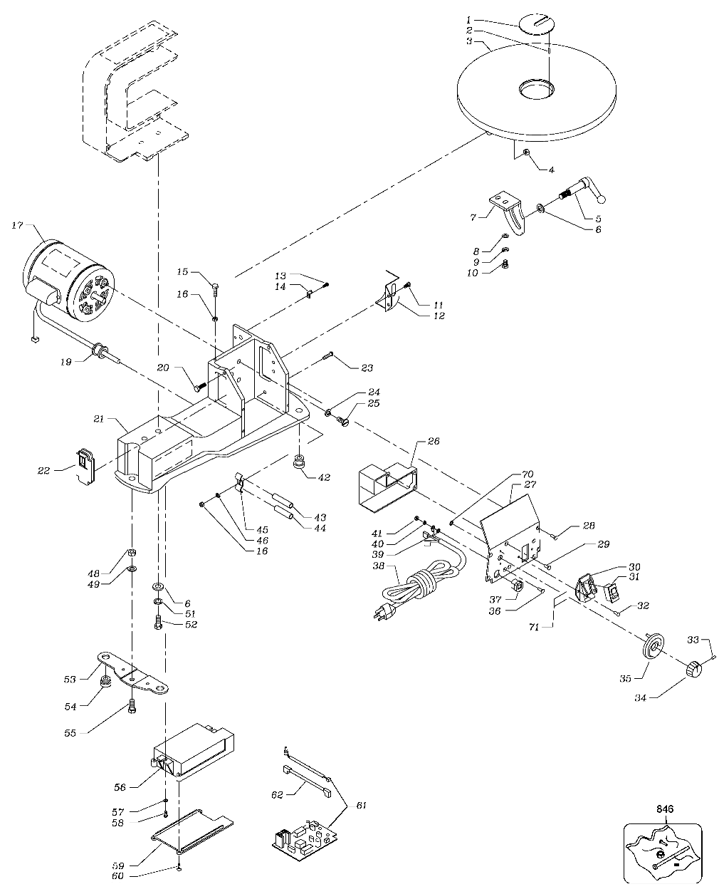 Default Diagram and Parts List for BT1600-BR Type 1 Black and Decker Jig Saw